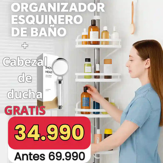 ESQUINERO ORGANIZADOR DE BAÑO + REGALO CABEZAL DE DUCHA