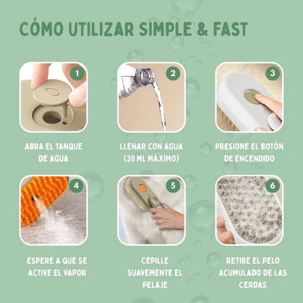 VAPOPELO® - Cepillo de Vapor Multifuncional 4 en 1 para gatos