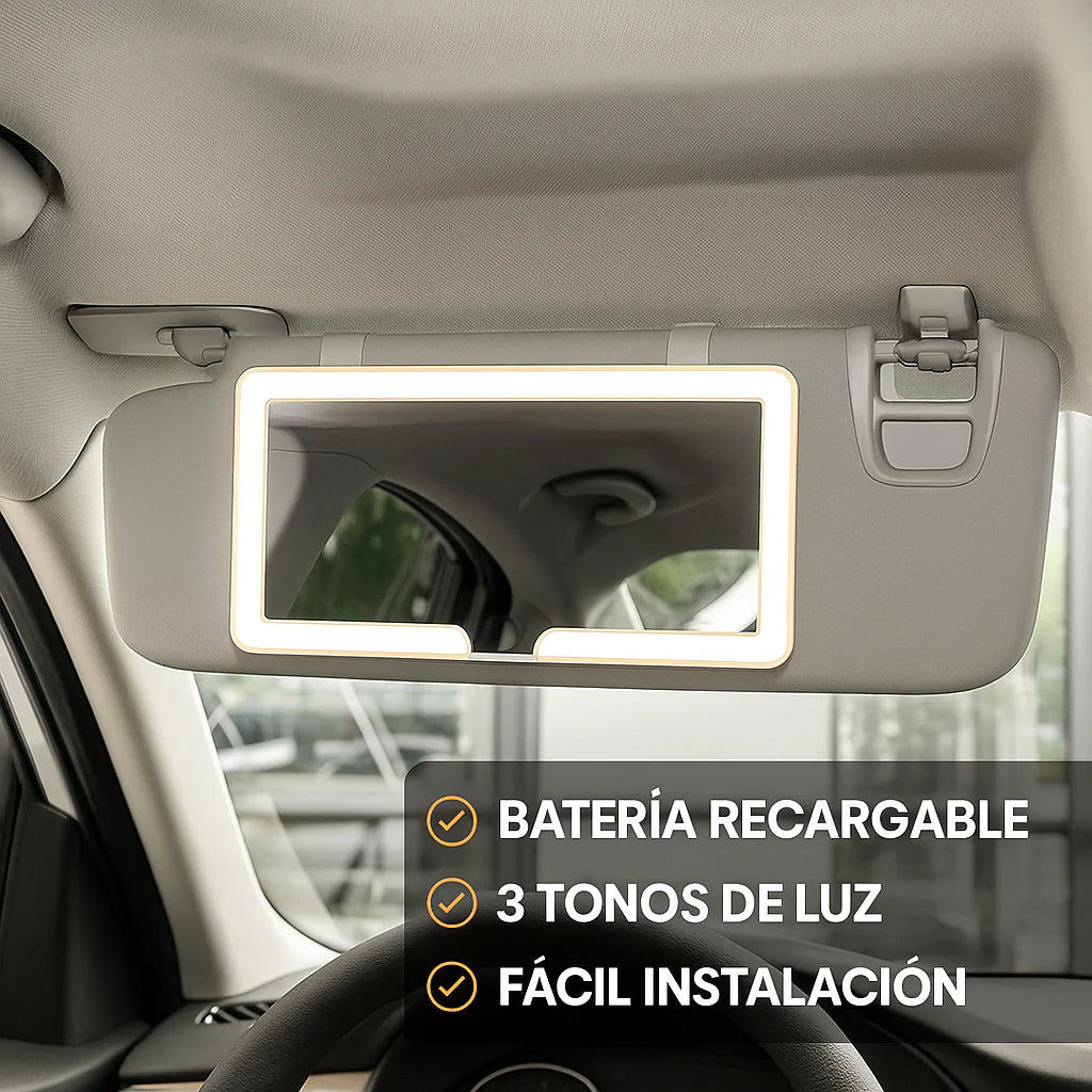 Glam Visor® - Espejo LED de Maquillaje para Carro – Recargable & de Lujo