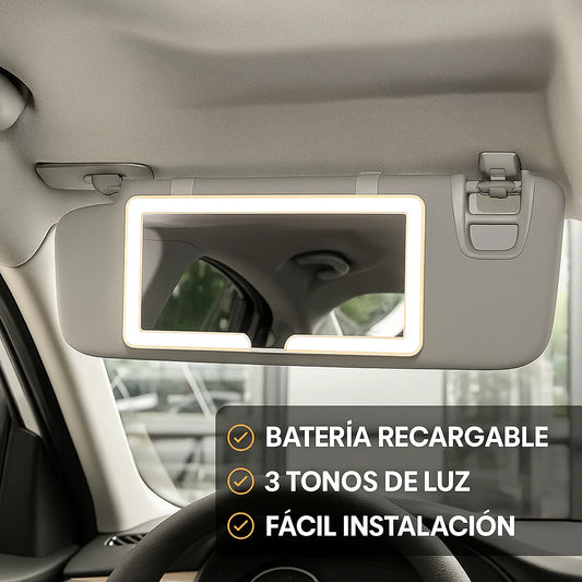Glam Visor® - Espejo LED de Maquillaje para Carro – Recargable & de Lujo